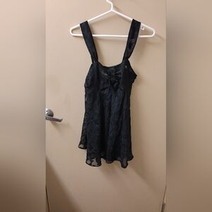 Vintage 1980s 1990s Victoria's Secret Leaf Motif Sheer Slip Dress Mini
